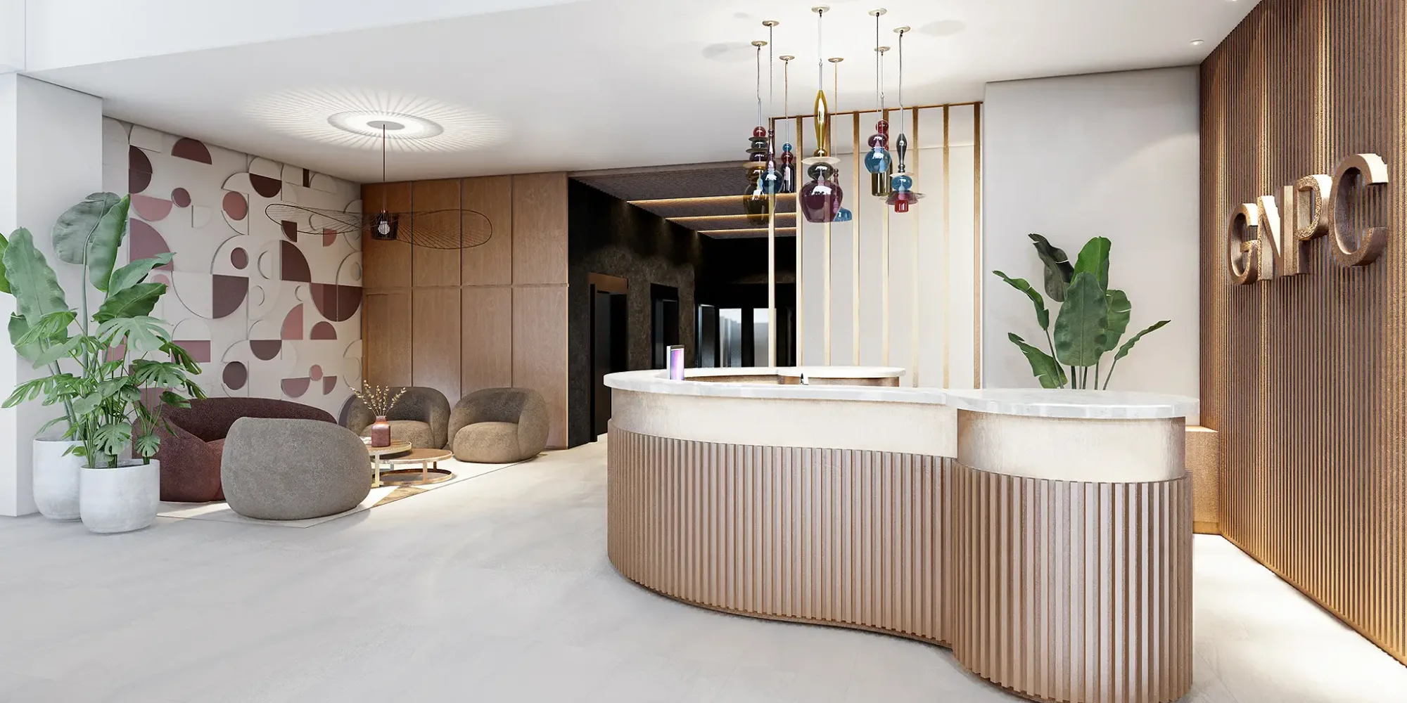 Office interior design done for main reception room in Ghana petroleum office